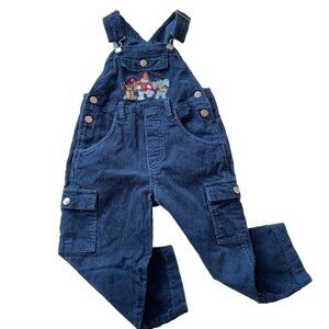 Snowden Friends Corduroy Overalls Navy Blue Embroidered 3T Unisex Toddler VTG